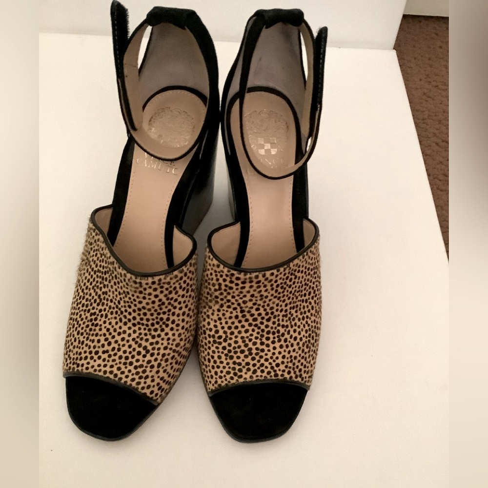 Womens Vince Camuto leopard wedges
